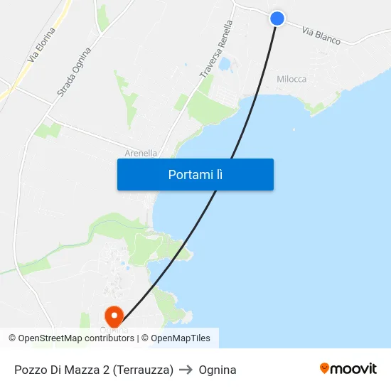 Pozzo Di Mazza 2 (Terrauzza) to Ognina map