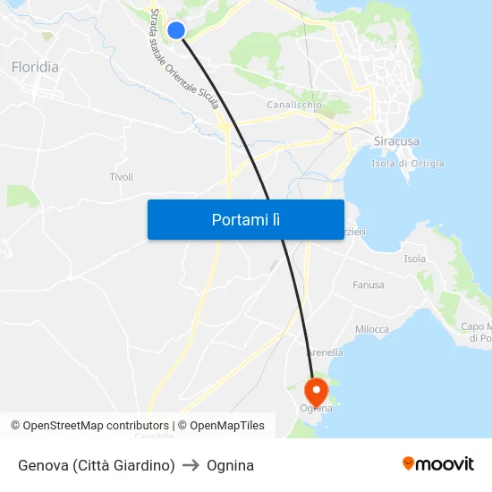 Genova (Città Giardino) to Ognina map
