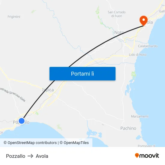 Pozzallo to Avola map