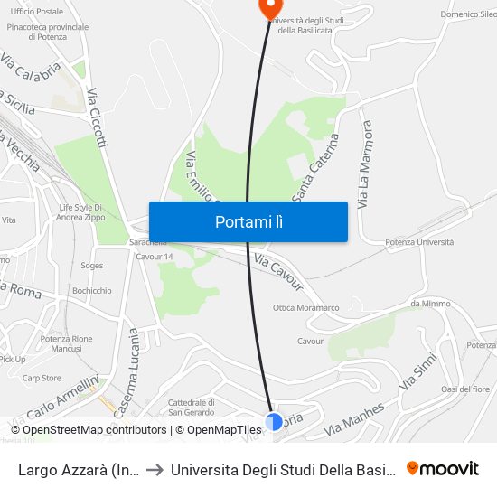 Largo Azzarà (Inps) to Universita Degli Studi Della Basilicata map