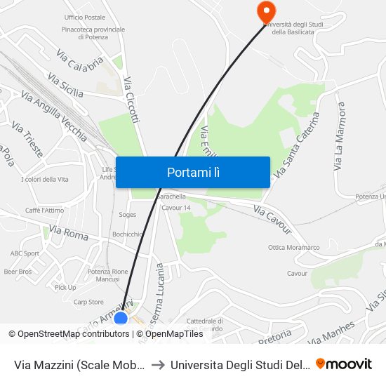 Via Mazzini (Scale Mobili Armellini) to Universita Degli Studi Della Basilicata map