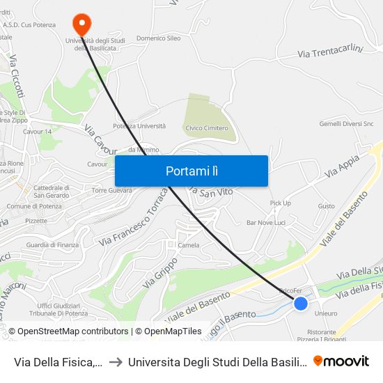 Via Della Fisica, 23 to Universita Degli Studi Della Basilicata map