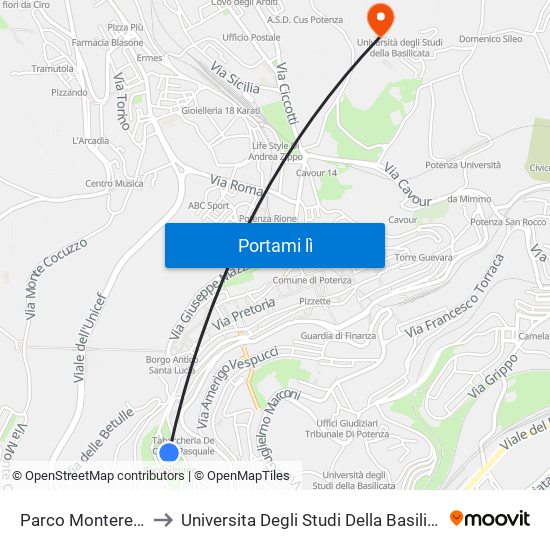 Parco Montereale to Universita Degli Studi Della Basilicata map