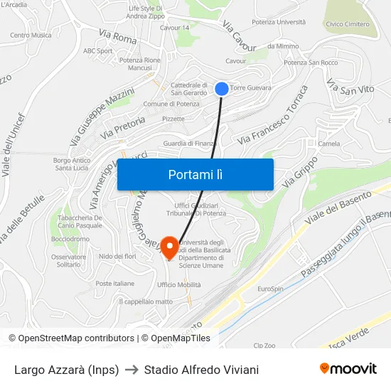 Largo Azzarà (Inps) to Stadio Alfredo Viviani map