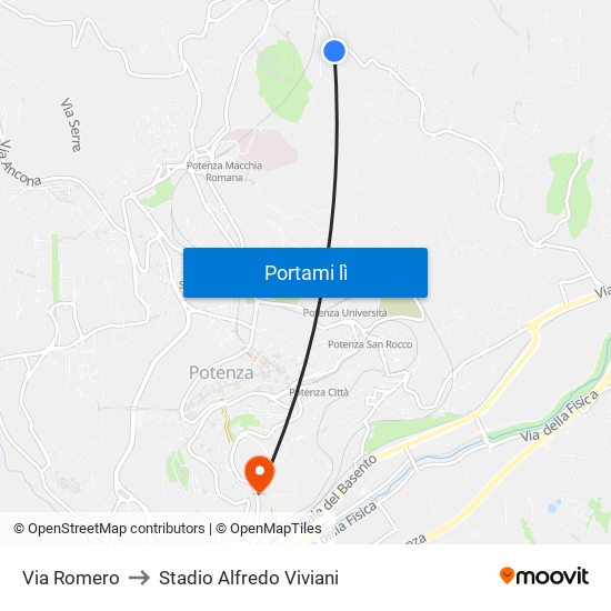 Via Romero to Stadio Alfredo Viviani map