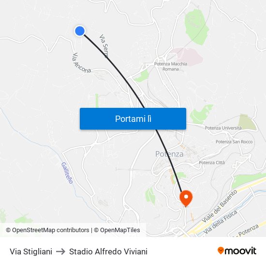 Via Stigliani to Stadio Alfredo Viviani map