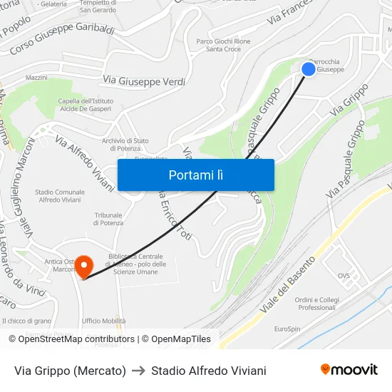 Via Grippo (Mercato) to Stadio Alfredo Viviani map