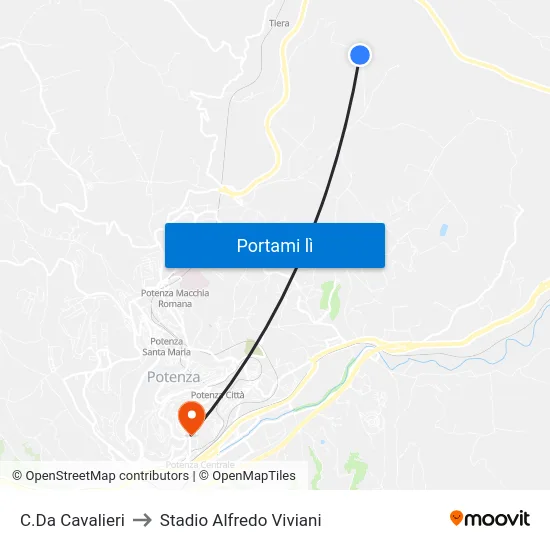 C.Da Cavalieri to Stadio Alfredo Viviani map