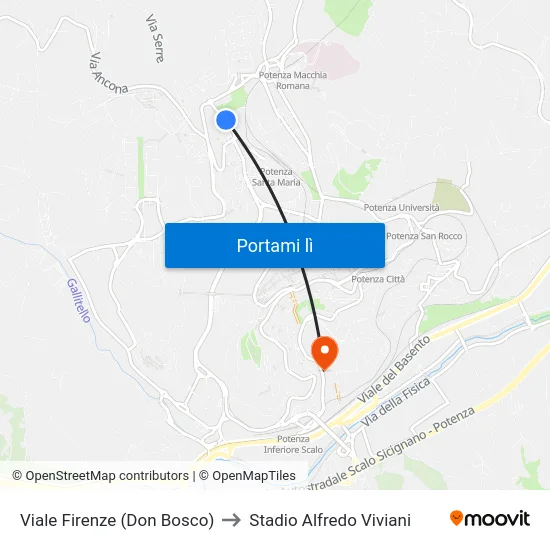Viale Firenze (Don Bosco) to Stadio Alfredo Viviani map