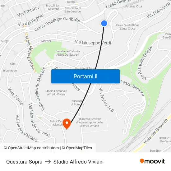 Questura Sopra to Stadio Alfredo Viviani map