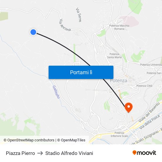 Piazza Pierro to Stadio Alfredo Viviani map