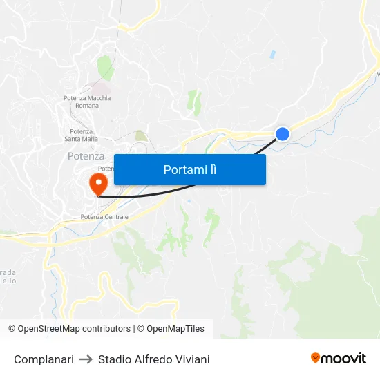 Complanari to Stadio Alfredo Viviani map