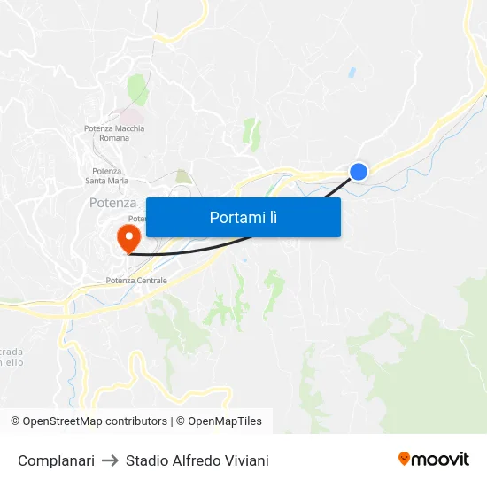 Complanari to Stadio Alfredo Viviani map