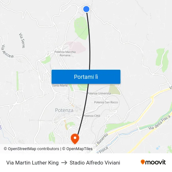 Via Martin Luther King to Stadio Alfredo Viviani map