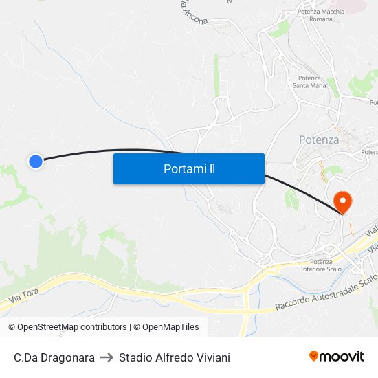 C.Da Dragonara to Stadio Alfredo Viviani map