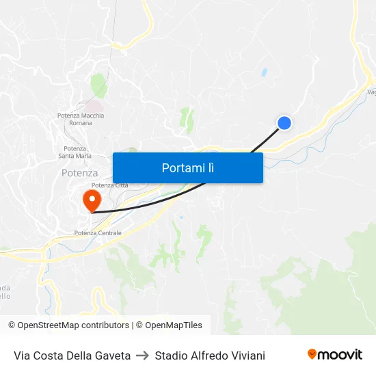 Via Costa Della Gaveta to Stadio Alfredo Viviani map