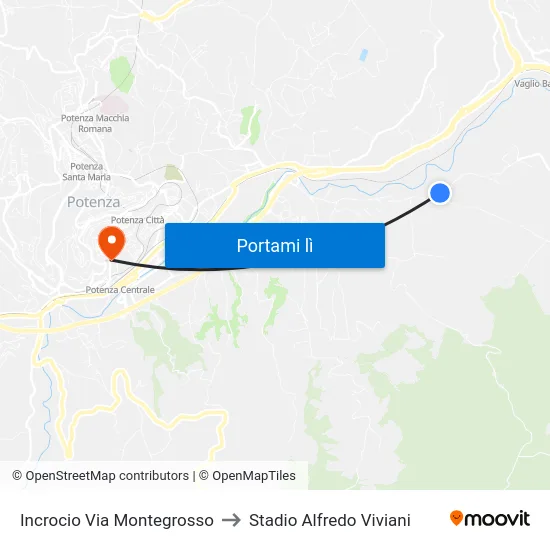 Incrocio Via Montegrosso to Stadio Alfredo Viviani map