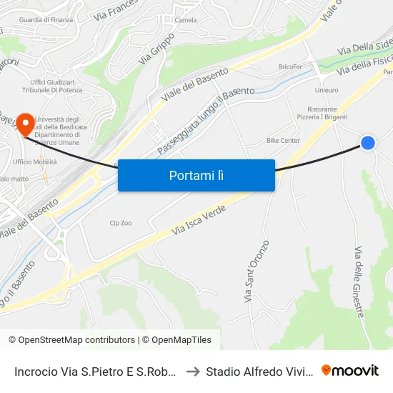 Incrocio Via S.Pietro E S.Roberto to Stadio Alfredo Viviani map