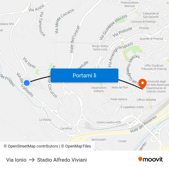 Via Ionio to Stadio Alfredo Viviani map