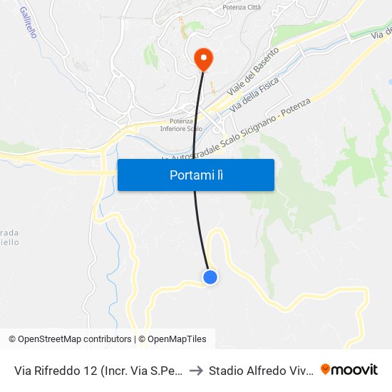 Via Rifreddo 12 (Incr. Via S.Pertini) to Stadio Alfredo Viviani map