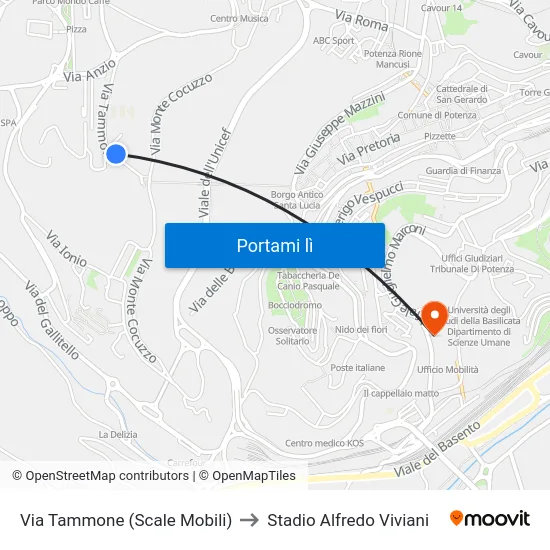 Via Tammone (Scale Mobili) to Stadio Alfredo Viviani map