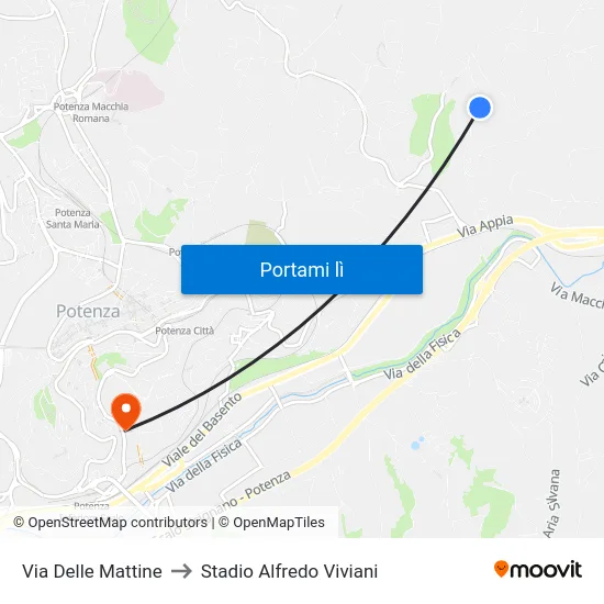 Via Delle Mattine to Stadio Alfredo Viviani map