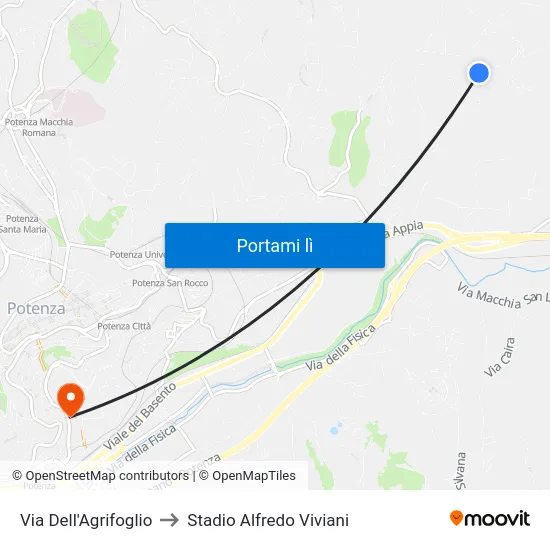 Via Dell'Agrifoglio to Stadio Alfredo Viviani map