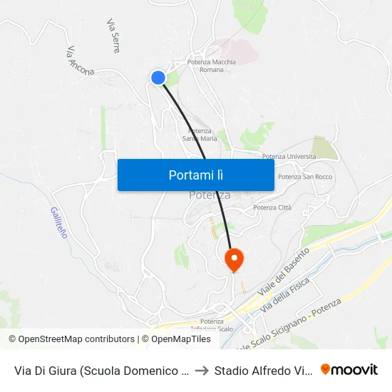Via Di Giura (Scuola Domenico Savio) to Stadio Alfredo Viviani map