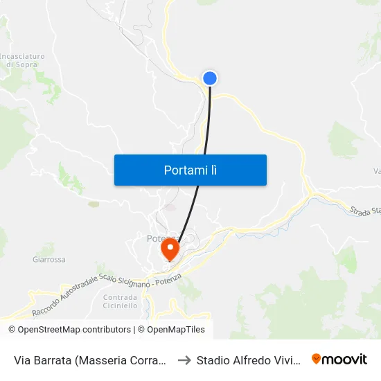 Via Barrata (Masseria Corrado) to Stadio Alfredo Viviani map