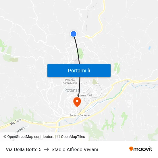 Via Della Botte 5 to Stadio Alfredo Viviani map