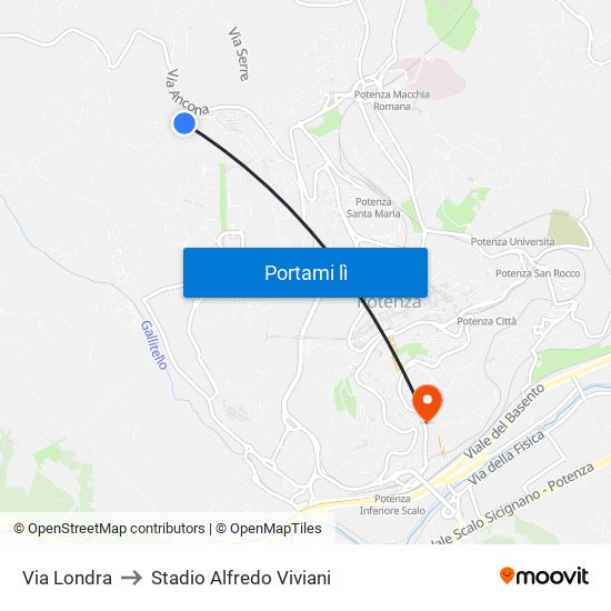 Via Londra to Stadio Alfredo Viviani map