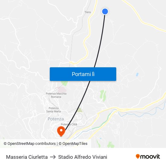 Masseria Ciurletta to Stadio Alfredo Viviani map