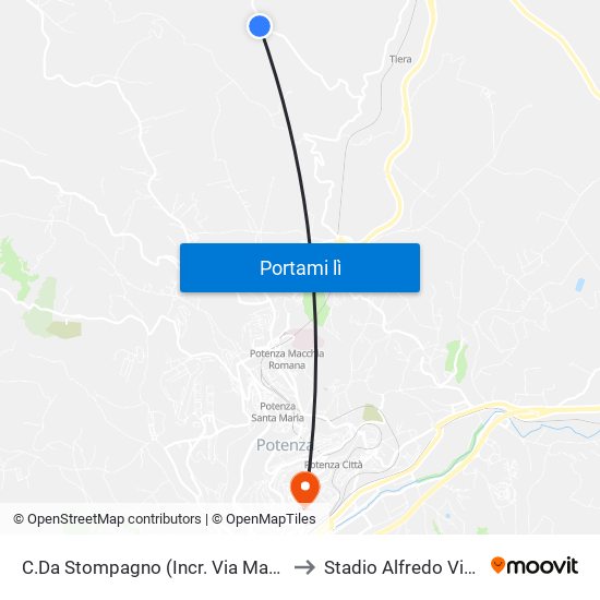 C.Da Stompagno (Incr. Via Margine) to Stadio Alfredo Viviani map