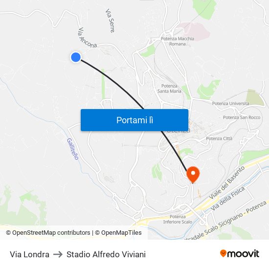 Via Londra to Stadio Alfredo Viviani map