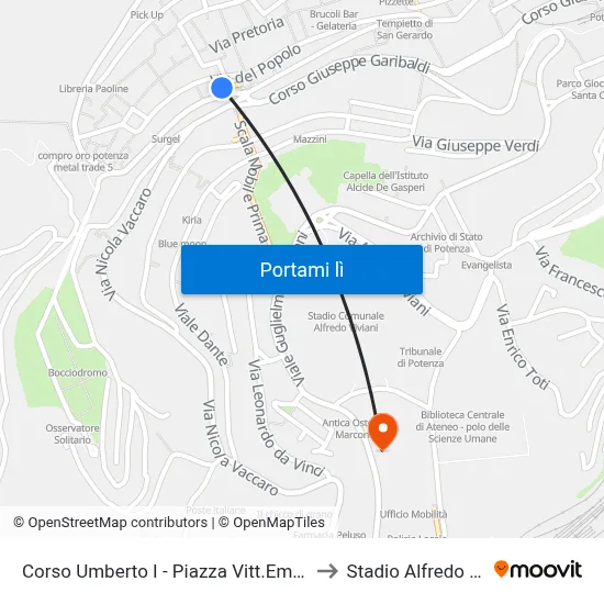 Corso Umberto I - Piazza Vitt.Em./Ascensori to Stadio Alfredo Viviani map