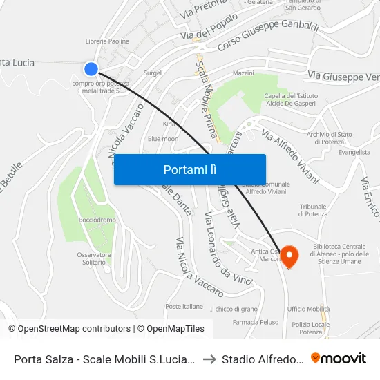 Porta Salza - Scale Mobili S.Lucia/Ponte Attrez. to Stadio Alfredo Viviani map