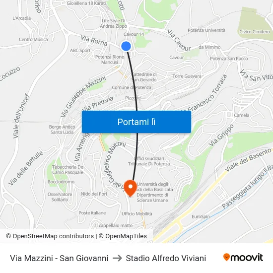 Via Mazzini - San Giovanni to Stadio Alfredo Viviani map