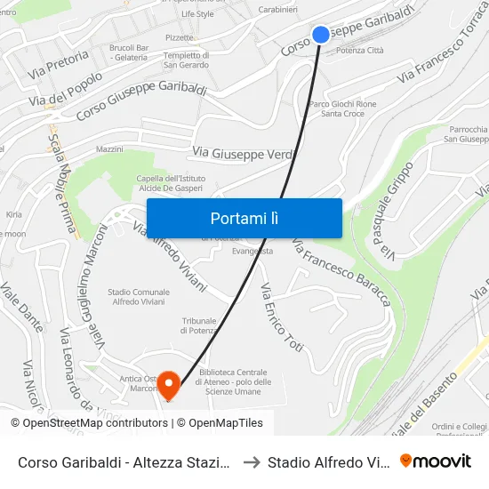 Corso Garibaldi - Altezza Stazione Fal to Stadio Alfredo Viviani map