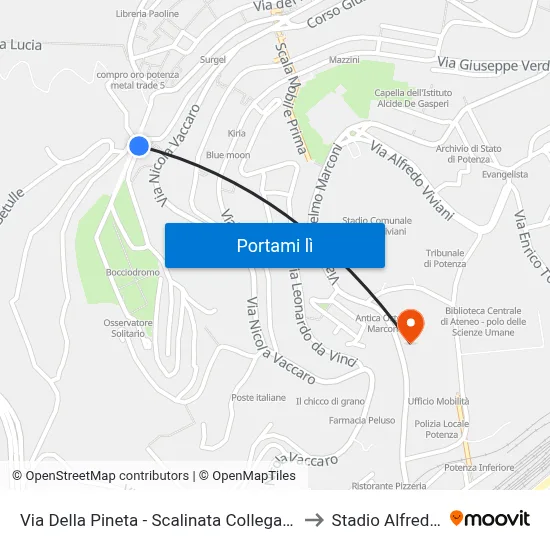 Via Della Pineta - Scalinata Collegamento Via Vaccaro to Stadio Alfredo Viviani map