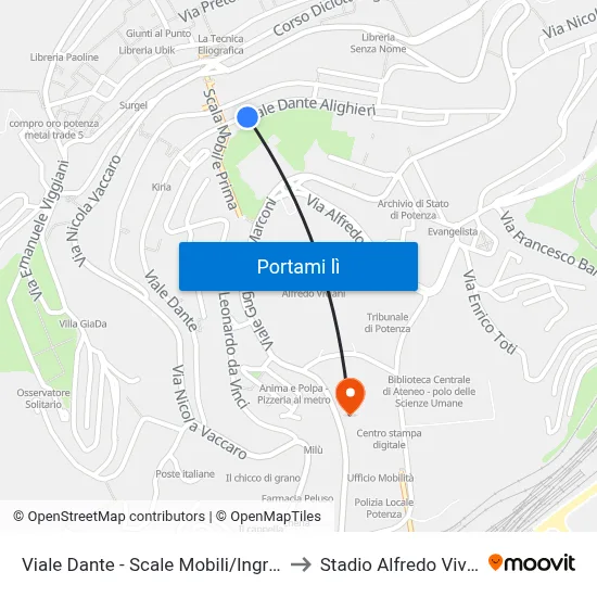 Viale Dante - Scale Mobili/Ingresso to Stadio Alfredo Viviani map
