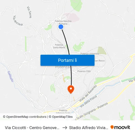 Via Ciccotti - Centro Genovese to Stadio Alfredo Viviani map