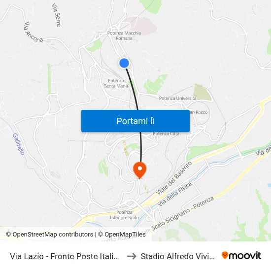 Via Lazio - Fronte Poste Italiane to Stadio Alfredo Viviani map