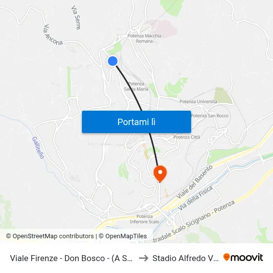 Viale Firenze - Don Bosco - (A Scendere) to Stadio Alfredo Viviani map