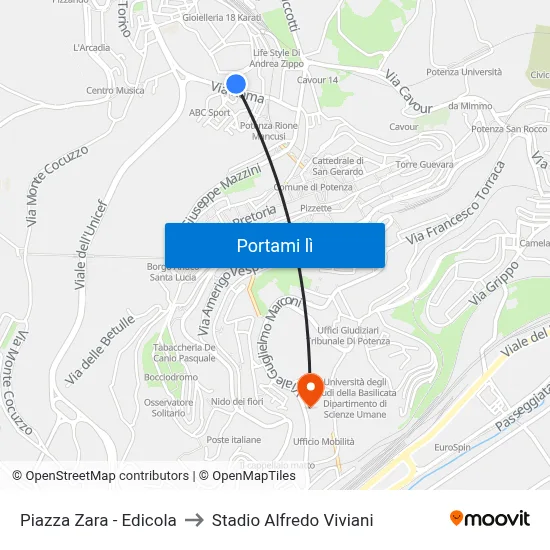 Piazza Zara - Edicola to Stadio Alfredo Viviani map