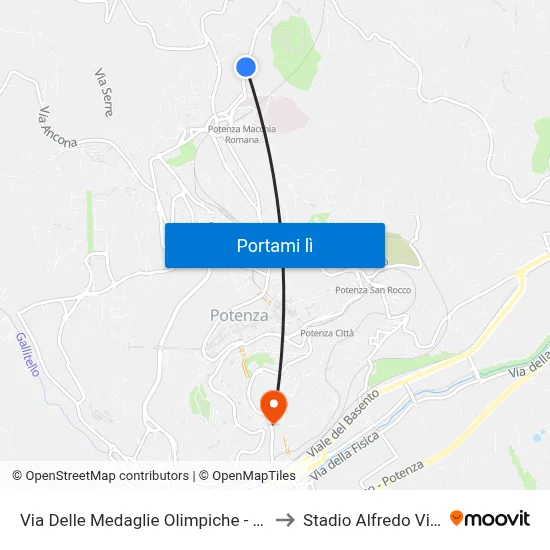 Via Delle Medaglie Olimpiche - Sanitas to Stadio Alfredo Viviani map