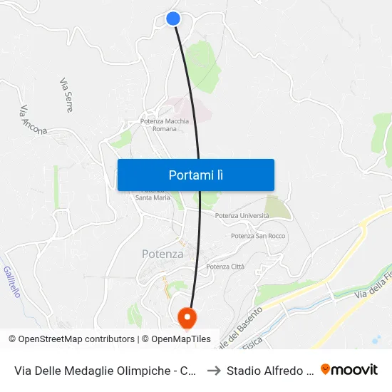 Via Delle Medaglie Olimpiche - Campo Scuola to Stadio Alfredo Viviani map