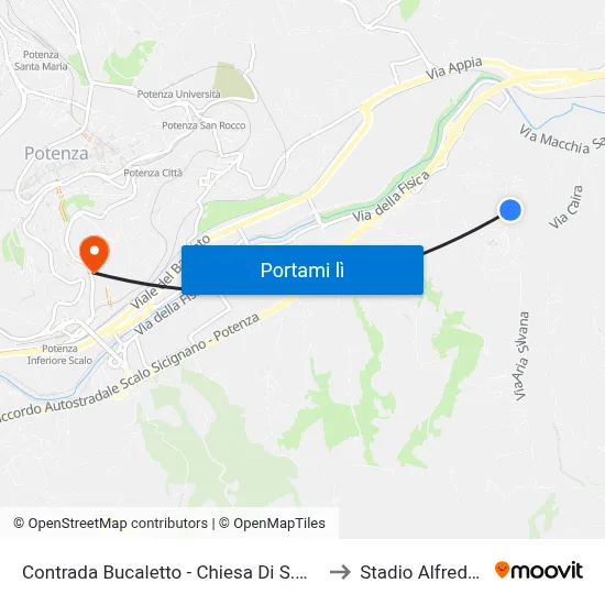 Contrada Bucaletto - Chiesa Di S.M. Delle Speranze to Stadio Alfredo Viviani map