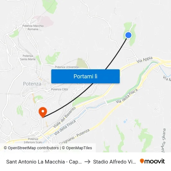 Sant Antonio La Macchia - Capolinea to Stadio Alfredo Viviani map