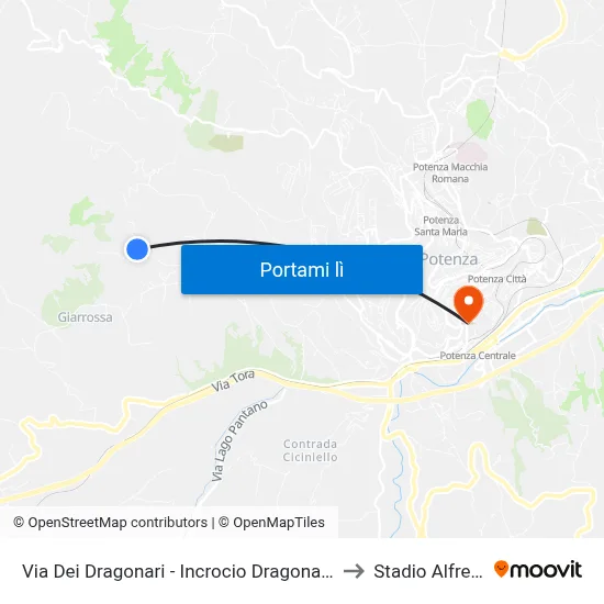 Via Dei Dragonari - Incrocio Dragonara - Inversione Di Marcia to Stadio Alfredo Viviani map