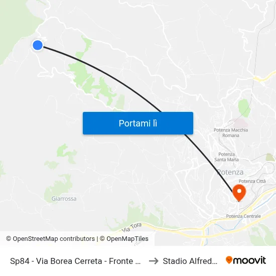 Sp84 - Via Borea Cerreta - Fronte Tettoia In Legno to Stadio Alfredo Viviani map